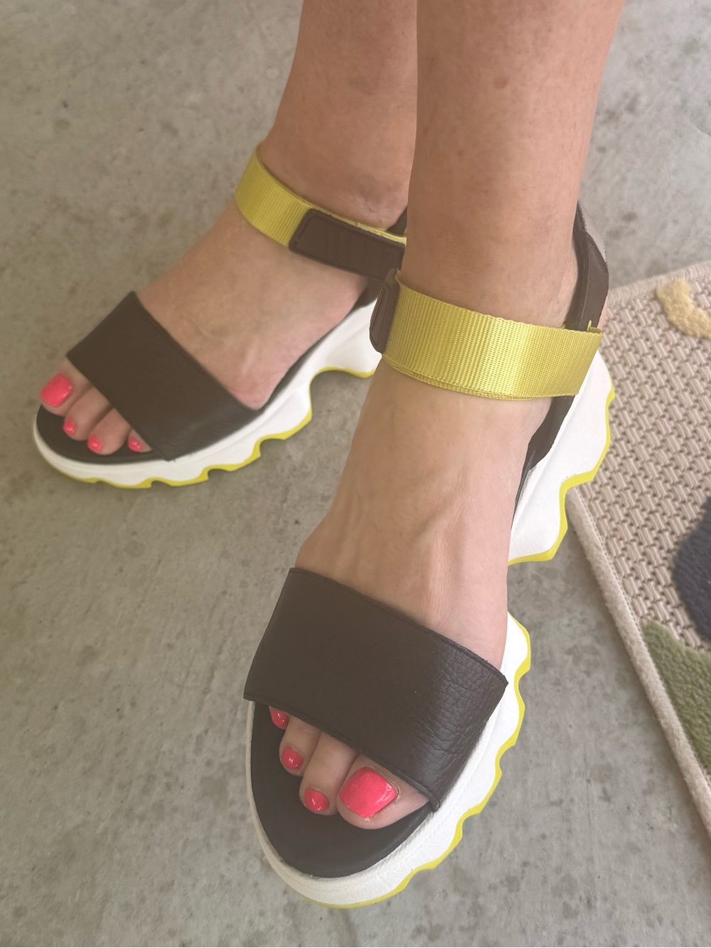 Sorel Women’s Black and Yellow Sport Platform Sandals